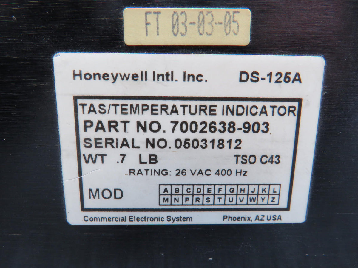 Honeywell 7002638-903 Honeywell DS-125A TAS and Temperature Indicator (26VAC)