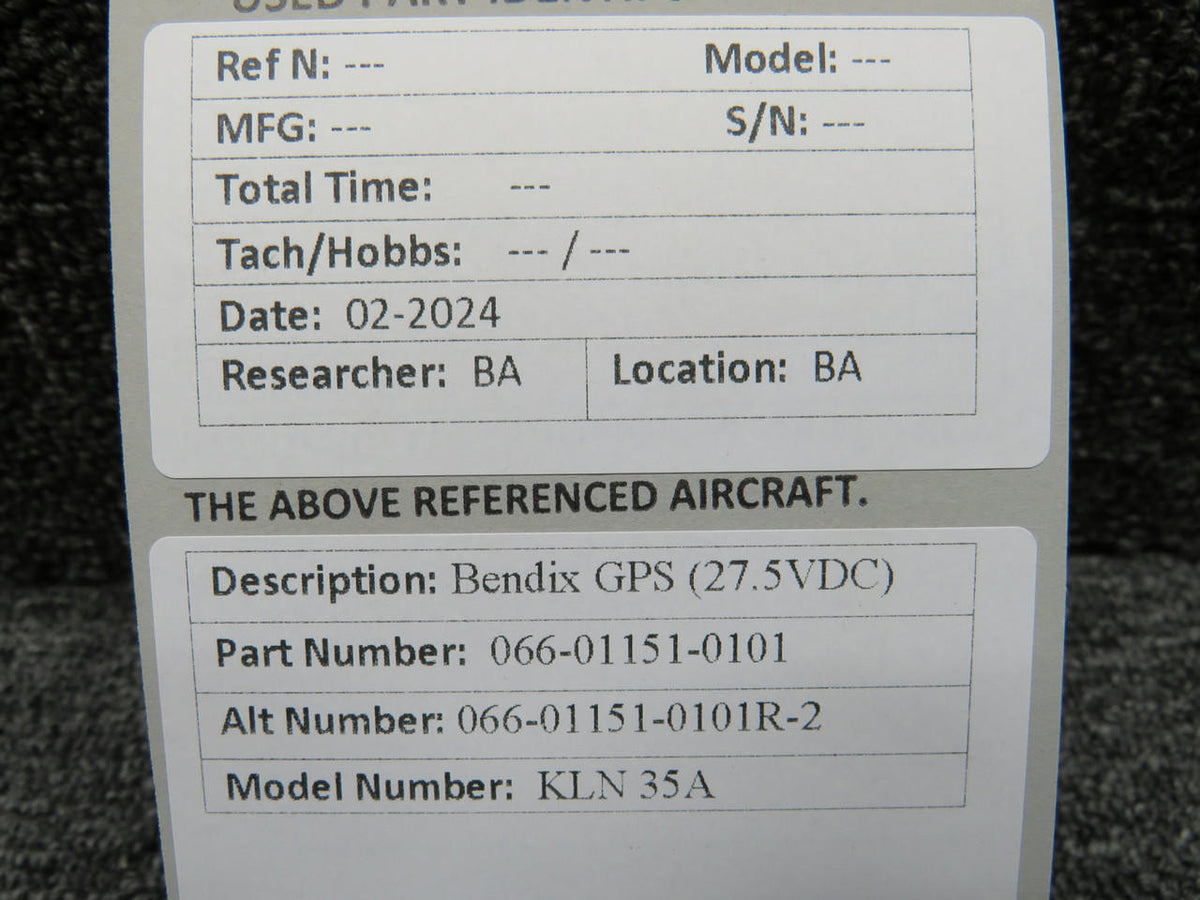 Bendix 066-01151-0101 (Alt: 066-01151-0101R-2) Bendix KLN-35A GPS (27.5V)