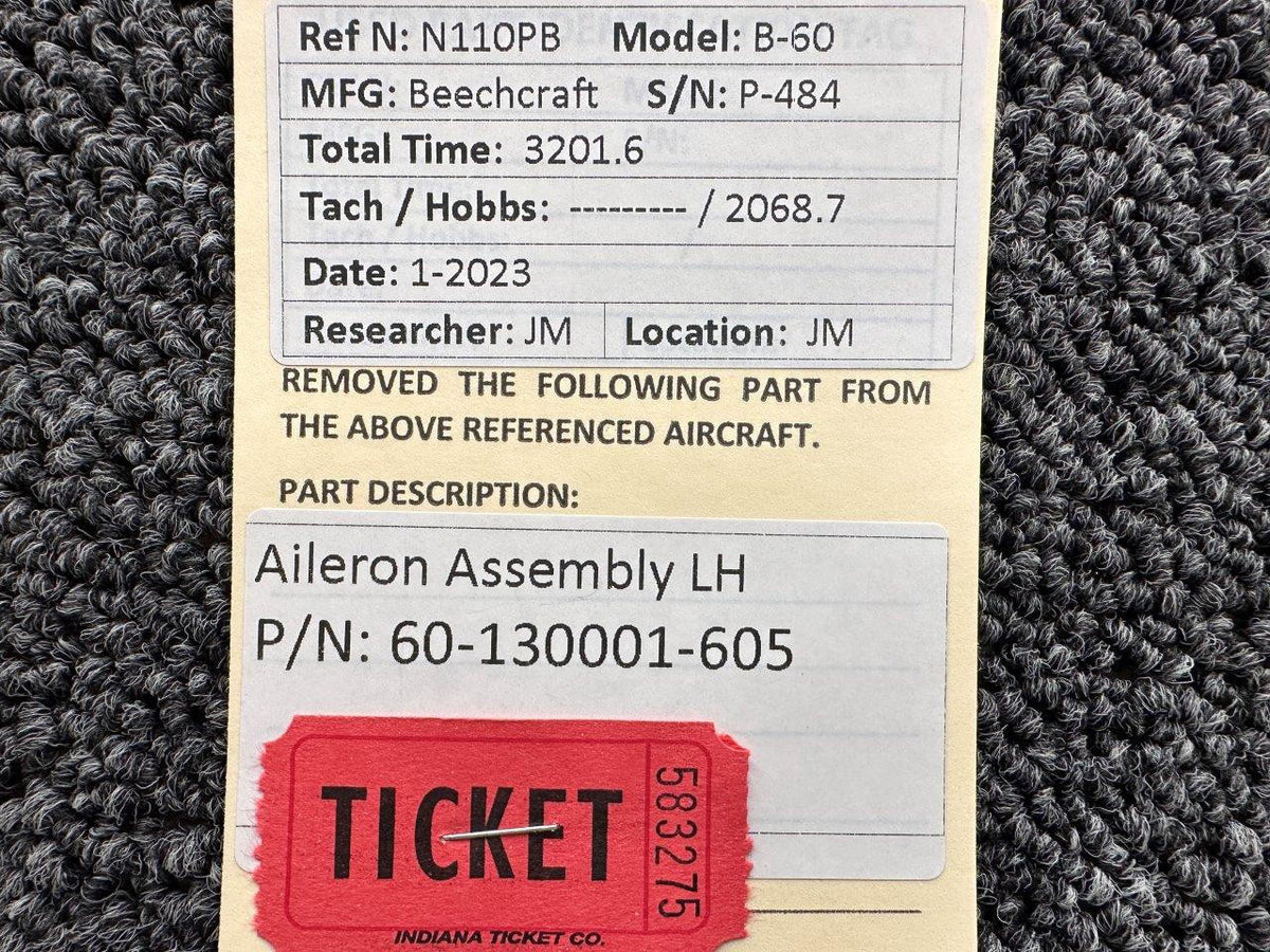Beechcraft Parts 60-130001-605 Beechcraft B-60 Aileron Assembly LH