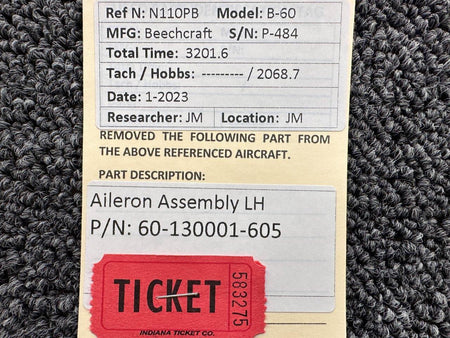 Beechcraft Parts 60-130001-605 Beechcraft B-60 Aileron Assembly LH