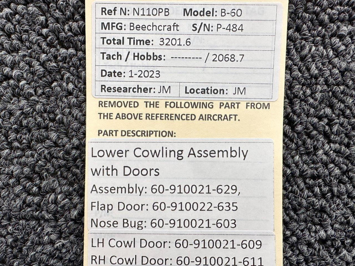 Beechcraft Parts 60-910021-629 Beechcraft B-60 Lower Cowling Assembly with Doors