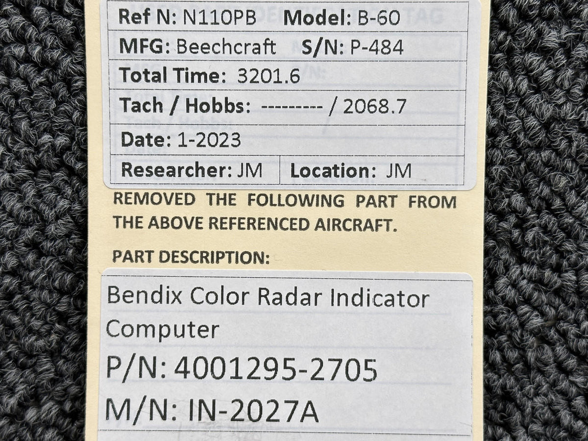 Bendix Airplane Parts & Equipment 4001295-2705 Bendix IN-2027A Color Radar Indicator Computer