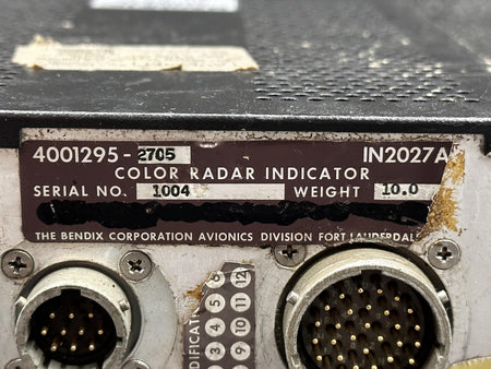 Bendix Airplane Parts & Equipment 4001295-2705 Bendix IN-2027A Color Radar Indicator Computer