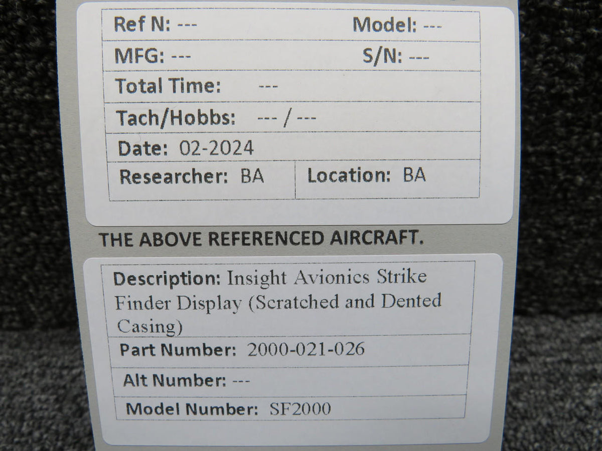 Insight Avionics 2000-021-026 Insight Avionics Strike Finder Display (Scratched and Dented Casing)