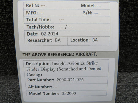 Insight Avionics 2000-021-026 Insight Avionics Strike Finder Display (Scratched and Dented Casing)