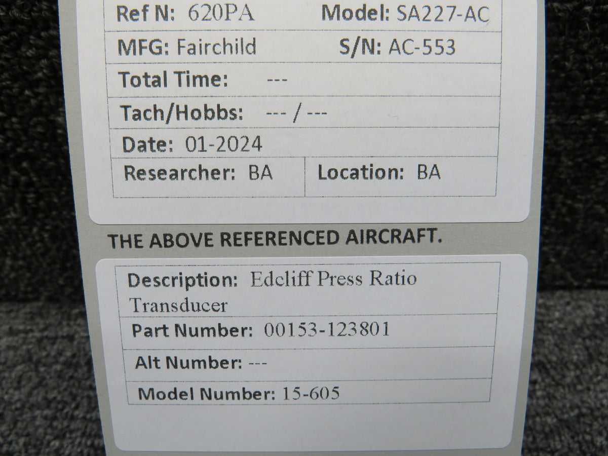 Edcliff 00153-123801 Edcliff 15-605 Press Ratio Transducer