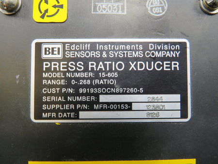 Edcliff 00153-123801 Edcliff 15-605 Press Ratio Transducer