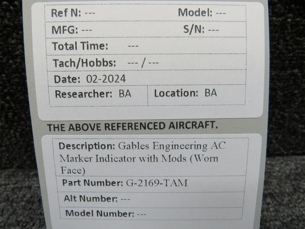 Gables G-2169-TAM Gables Engineering AC Marker Indicator with Mods (Worn Face)