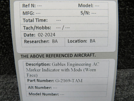 Gables G-2169-TAM Gables Engineering AC Marker Indicator with Mods (Worn Face)