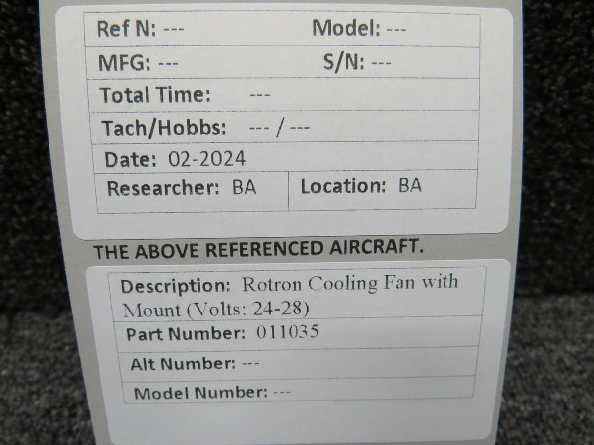 Rotron 011035 Rotron Cooling Fan with Mount (Volts: 24-28)