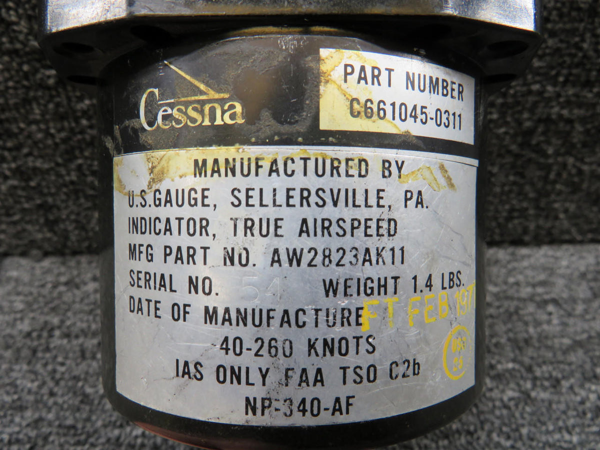 US Gauge AW2823AK11 (Alt: C661045-0311) US Gauge True Airspeed Indicator