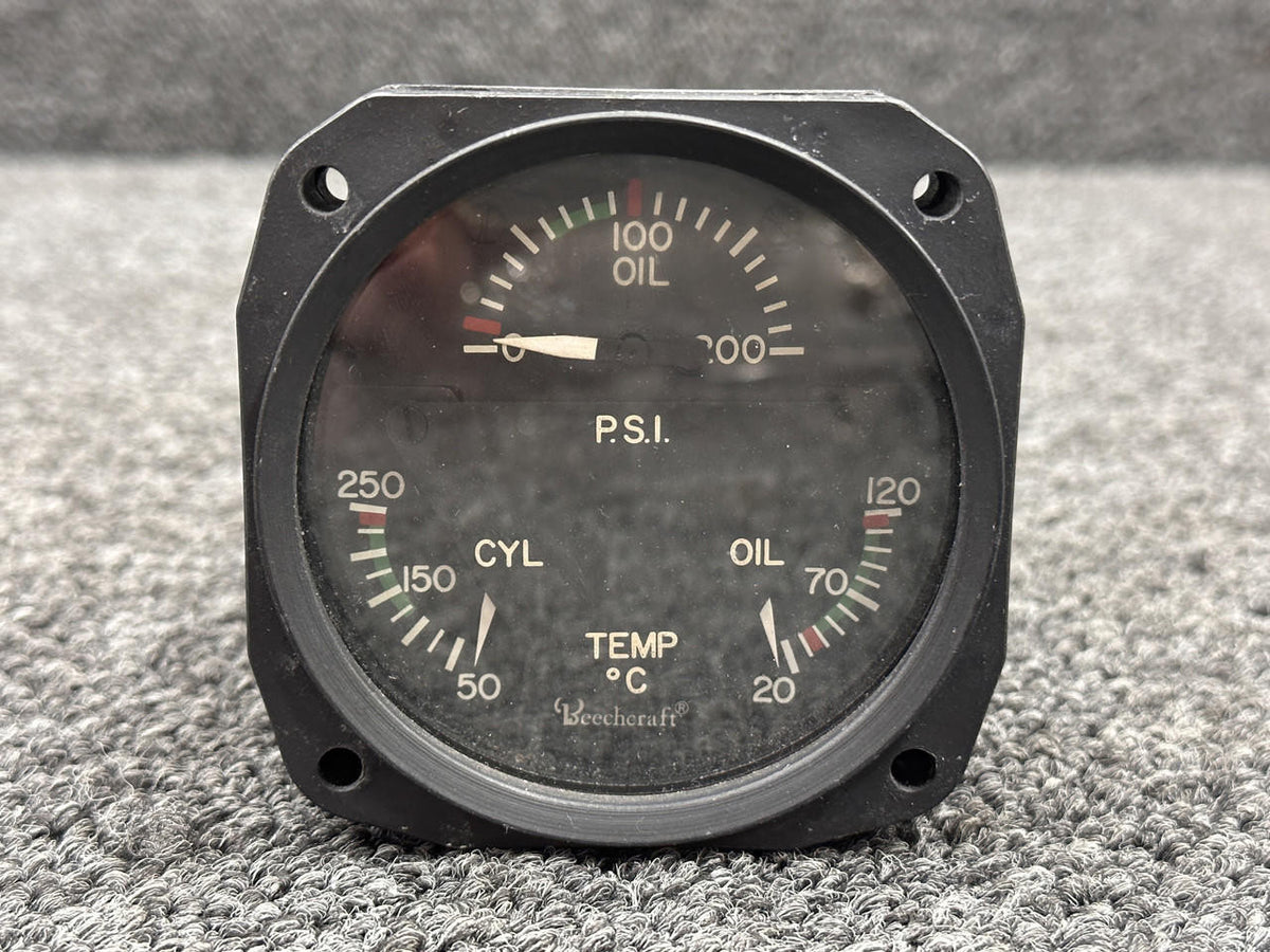 Aircraft Instruments 18B1000-3 (Alt: 60-384079-1) Aircraft Instrument Tri-Engine Indicator with Probe
