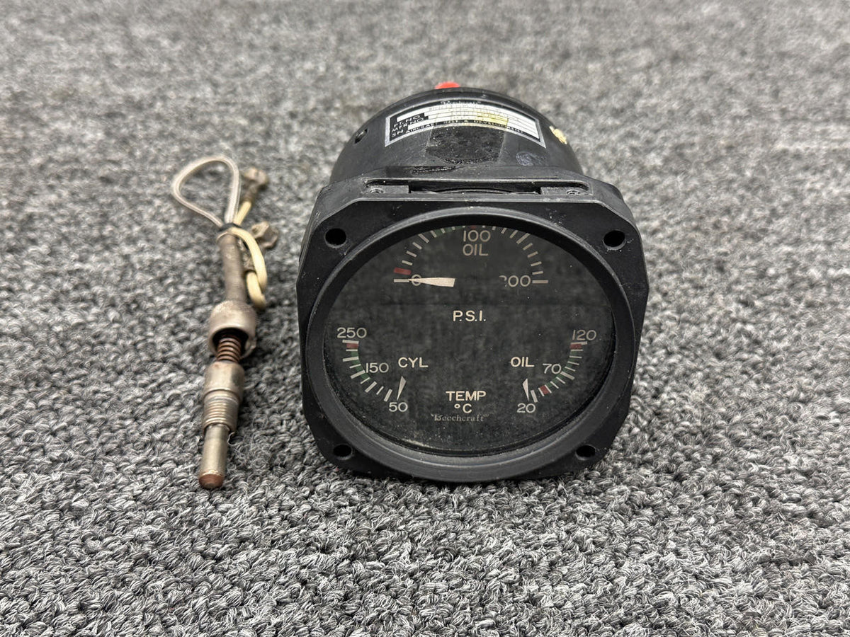 Aircraft Instruments 18B1000-3 (Alt: 60-384079-1) Aircraft Instrument Tri-Engine Indicator with Probe