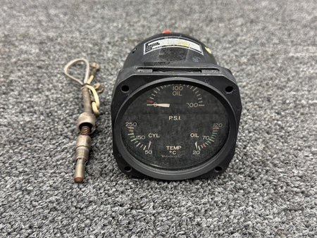 Aircraft Instruments 18B1000-3 (Alt: 60-384079-1) Aircraft Instrument Tri-Engine Indicator with Probe