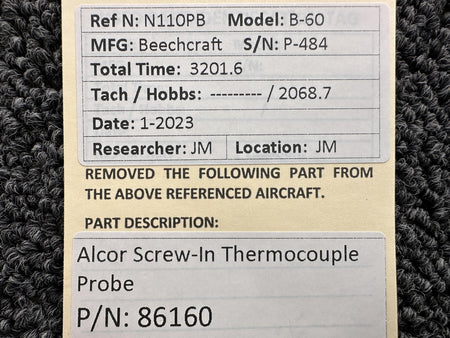 Alcor 86160 Alcor Screw-In Thermocouple Probe