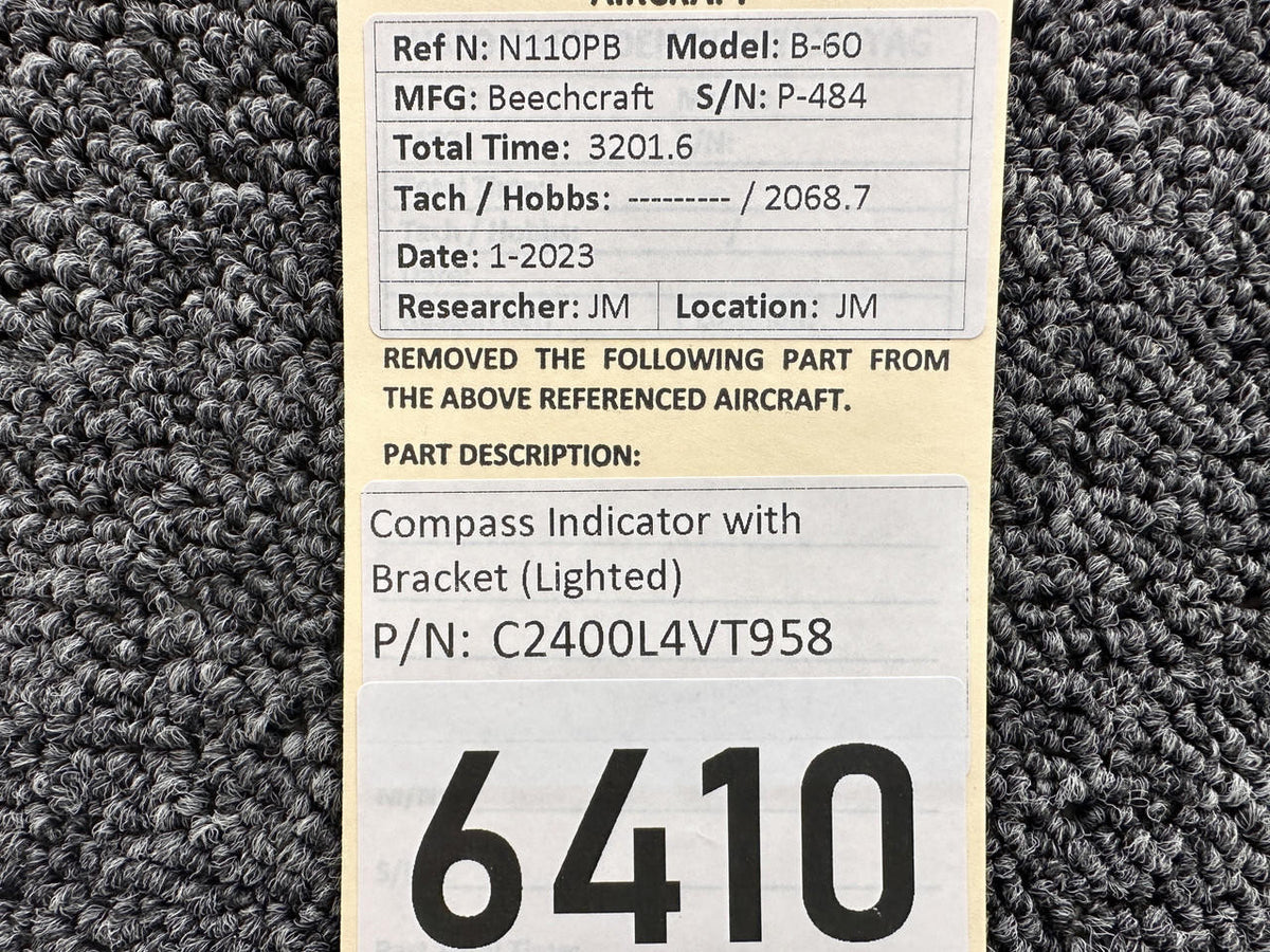 Beechcraft Parts C2400L4VT958 Beechcraft B60 Compass Indicator with Bracket (Lighted)
