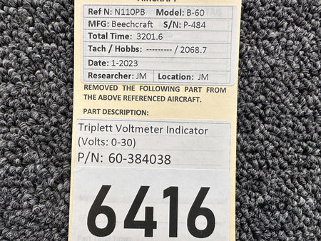 Triplett 60-384038 Triplett Voltmeter Indicator (Volts: 0-30)