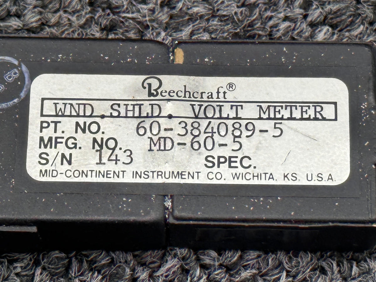Mid-Continent MD-60-5 (Alt: 60-384089-5) Mid-Continent Windshield Voltmeter Indicator