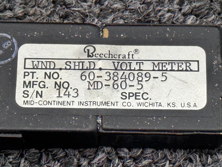 Mid-Continent MD-60-5 (Alt: 60-384089-5) Mid-Continent Windshield Voltmeter Indicator