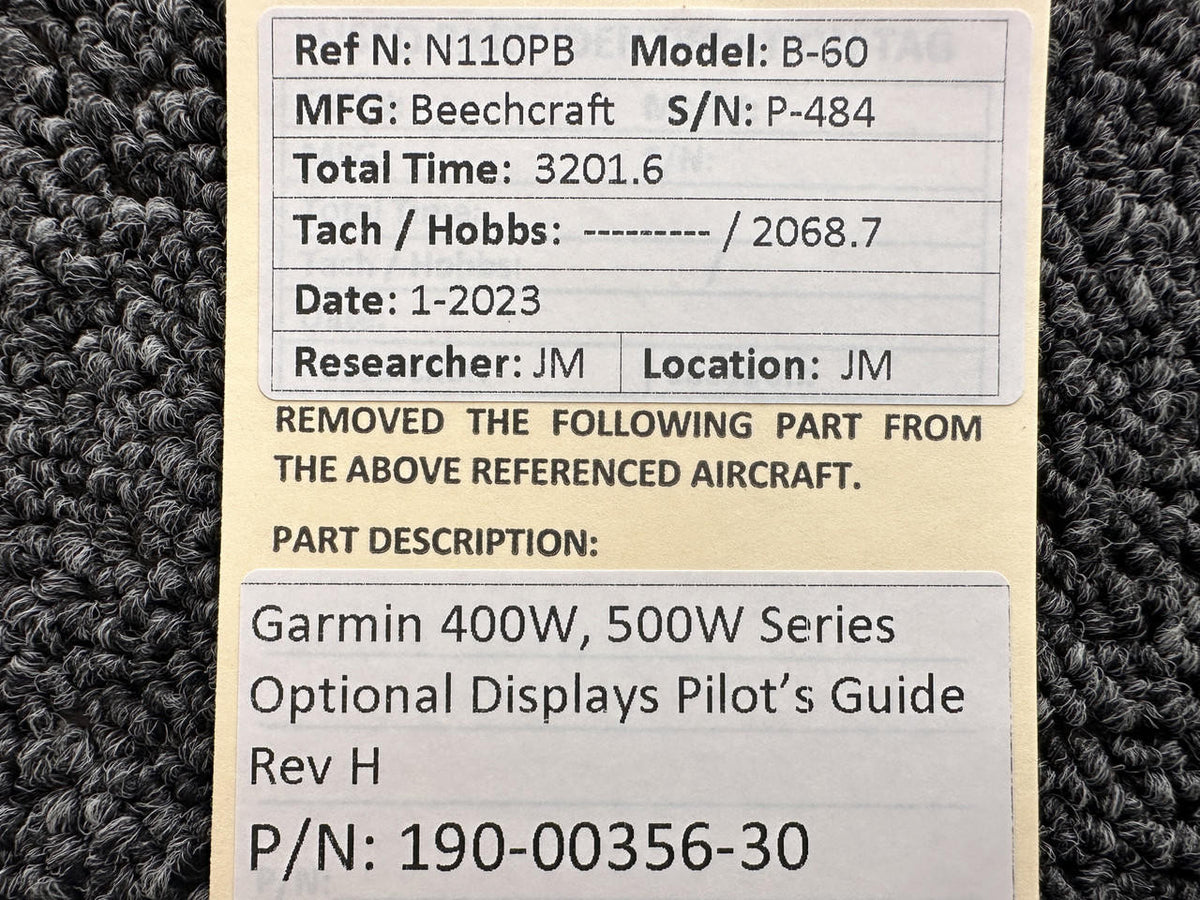 Garmin 190-00356-30 Rev H Garmin 400W, 500W Series Optional Displays Pilot’s Guide