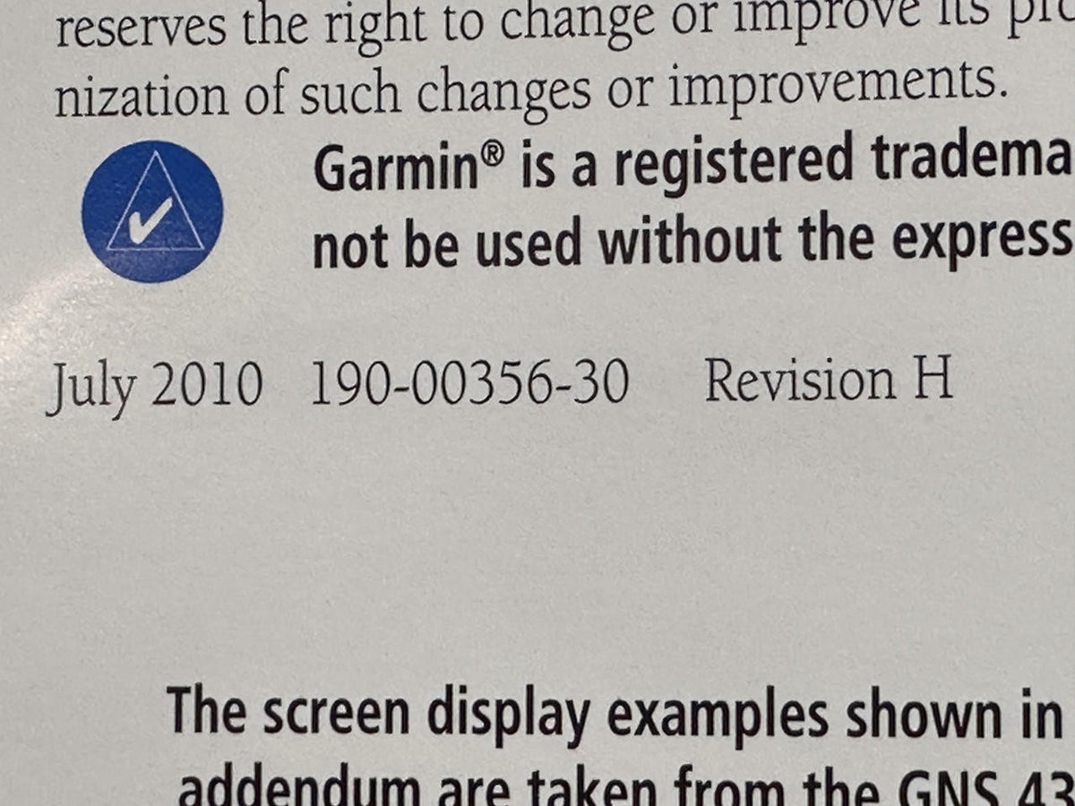 Garmin 190-00356-30 Rev H Garmin 400W, 500W Series Optional Displays Pilot’s Guide