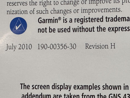 Garmin 190-00356-30 Rev H Garmin 400W, 500W Series Optional Displays Pilot’s Guide