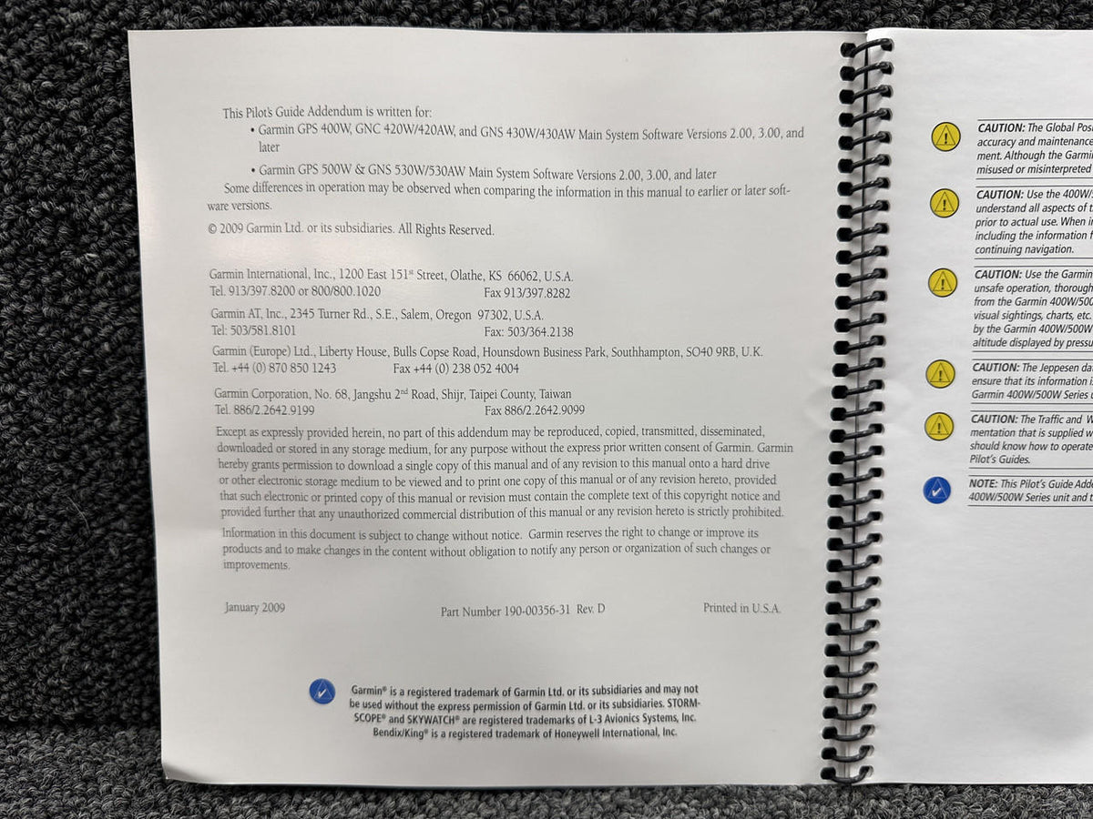 Garmin 190-00356-31 Rev D Garmin 400W, 500W Series Display Interfaces Guide