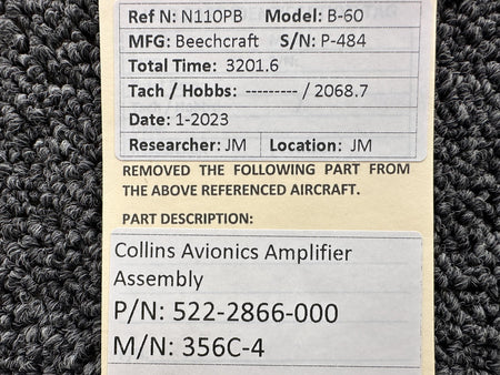 Collins 522-2866-000 Collins Avionics 356C-4 Amplifier Assembly with Mod