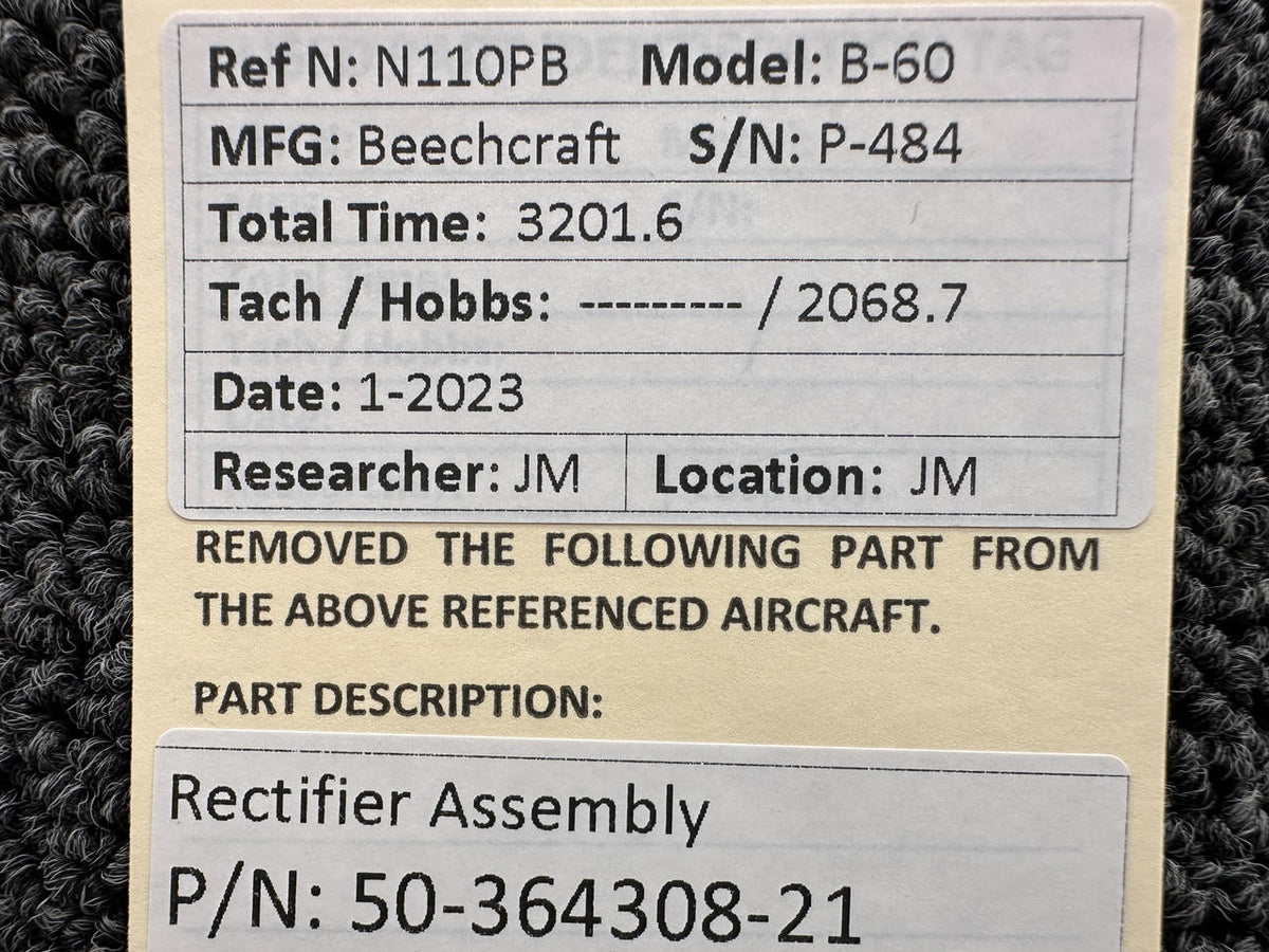 Beechcraft Parts 50-364308-21 Beechcraft B60 Rectifier Assembly