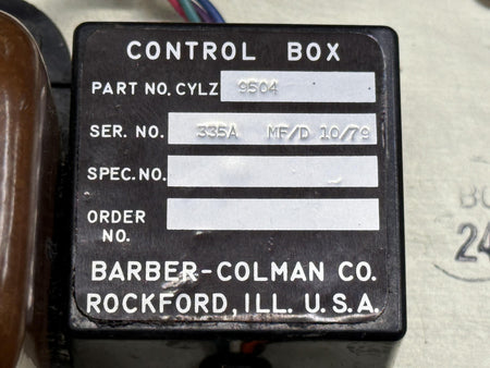 Barber-Colman AYLZ-7607-312, CYLZ-9504 Beechcraft B-60 Barber Colman Control Panel Assembly