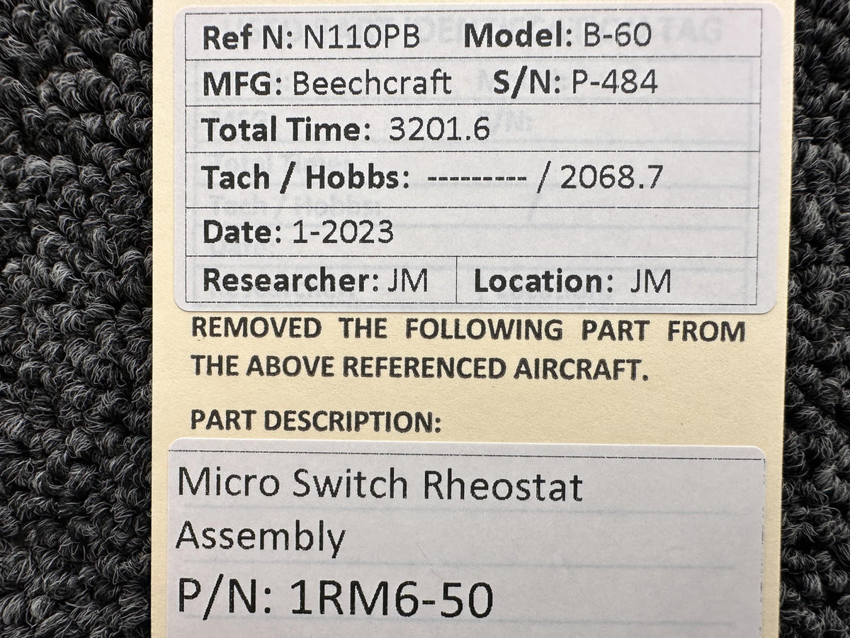 Micro Switch 1RM6-50 Micro Switch Rheostat Assembly