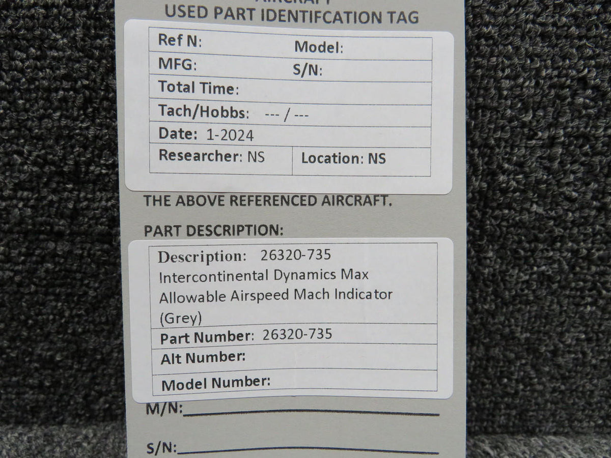 Intercontinental Dynamics Corp. 26320-735 Intercontinental Dynamics Max Allowable Airspeed Mach Indicator (Grey)