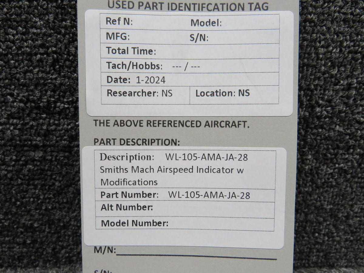 Smiths WL-105-AMA-JA-28 Smiths Mach Airspeed Indicator with Modifications