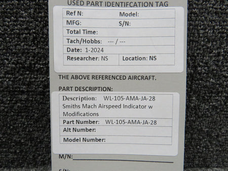 Smiths WL-105-AMA-JA-28 Smiths Mach Airspeed Indicator with Modifications