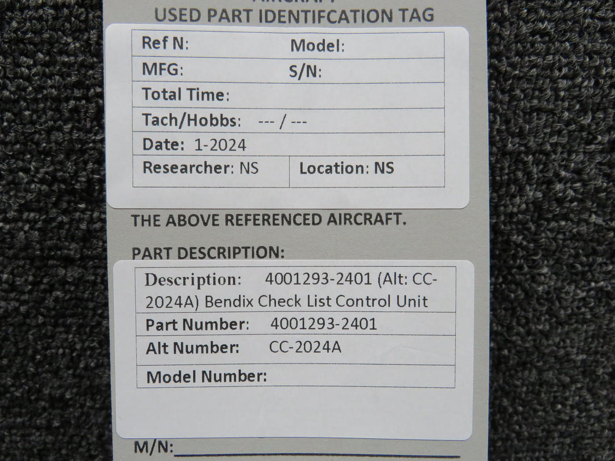 Bendix 4001293-2401 Bendix CC-2024A Check List Control Unit