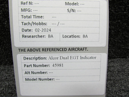 Alcor 45981 Alcor Dual Exhaust Gas Temperature Indicator