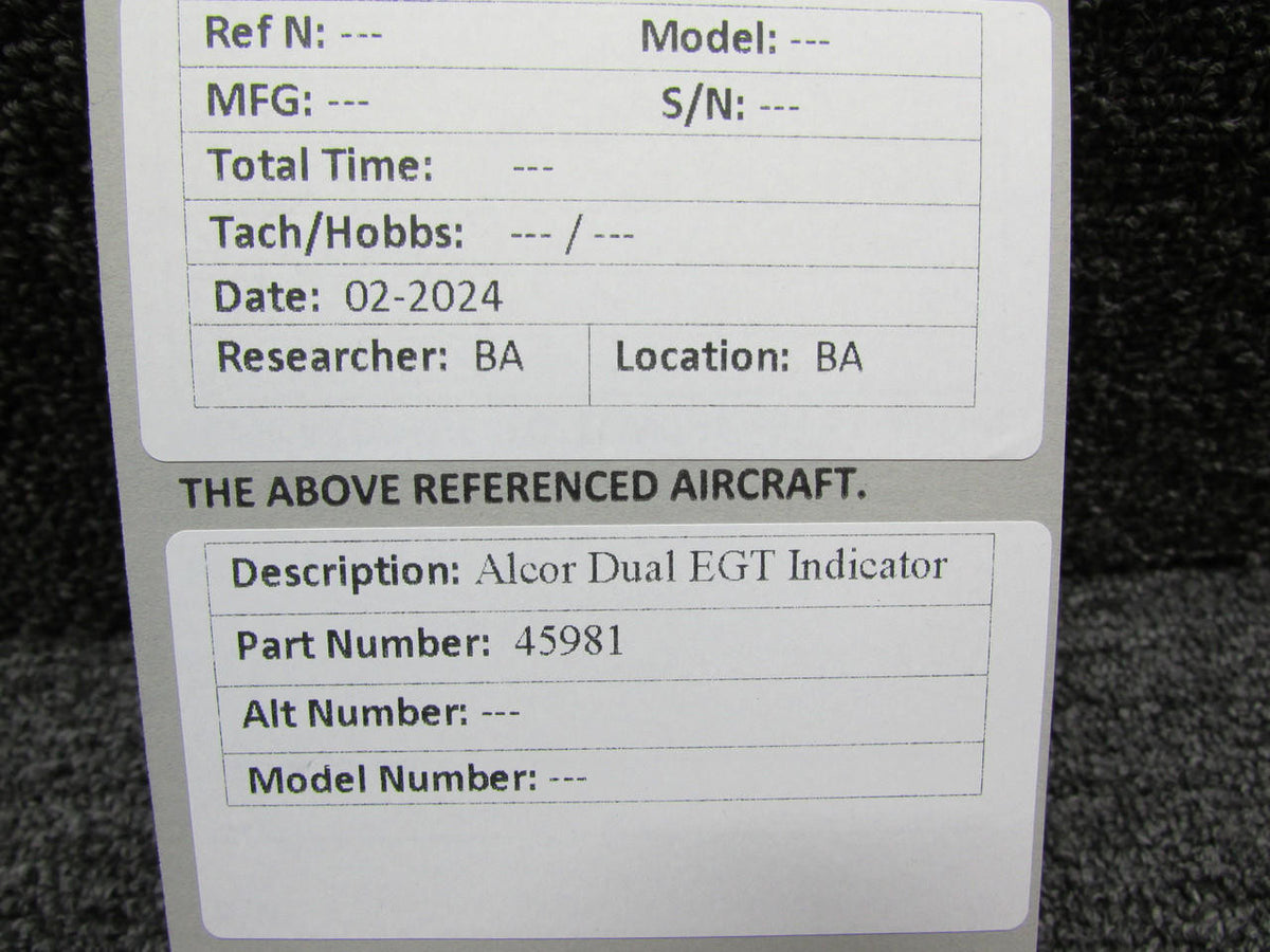 Alcor 45981 Alcor Dual Exhaust Gas Temperature Indicator