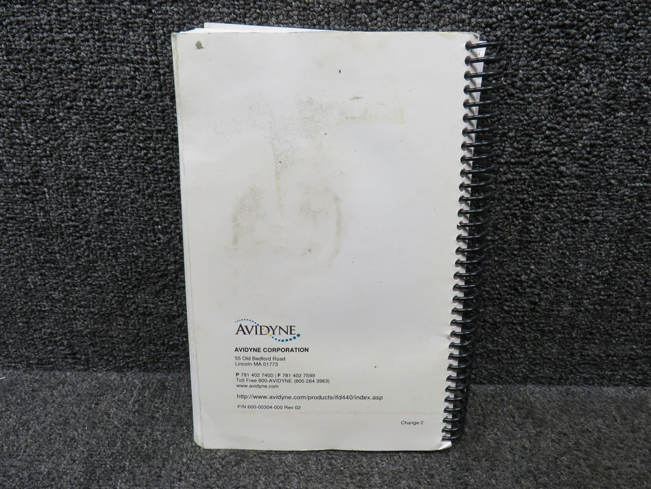600-00304-000 Avidyne IFD440 FMS, GPS, NAV, Comm Pilot Guide Booklet