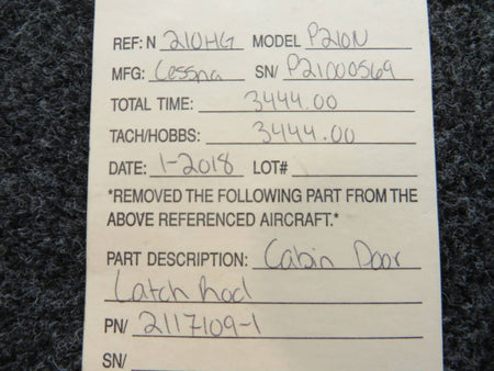 2117109-1 Cessna P210N Cabin Door Latch Rod BAS Part Sales | Airplane Parts