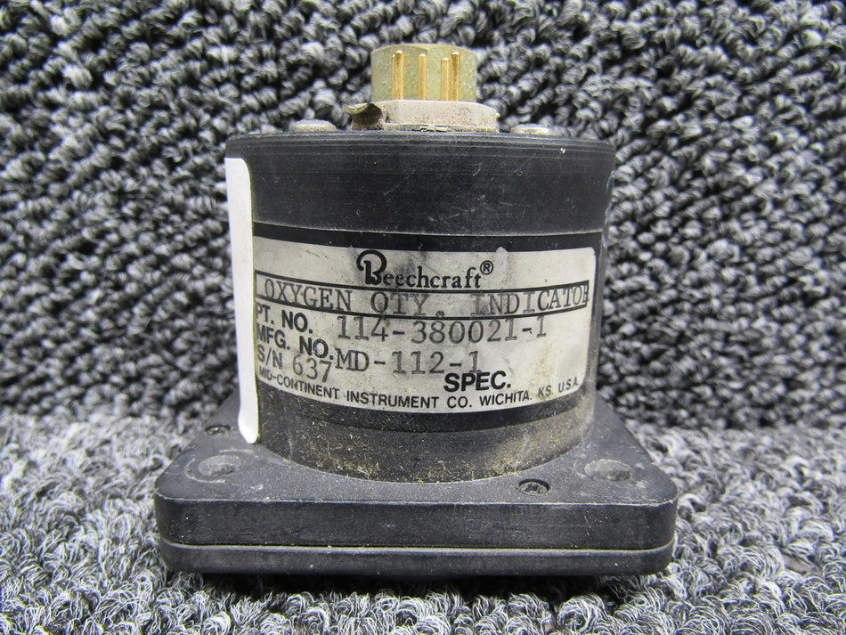 MD-112-1 (Alt: 114-380021-1) Mid-Continent Oxygen Qty Indicator (Black)
