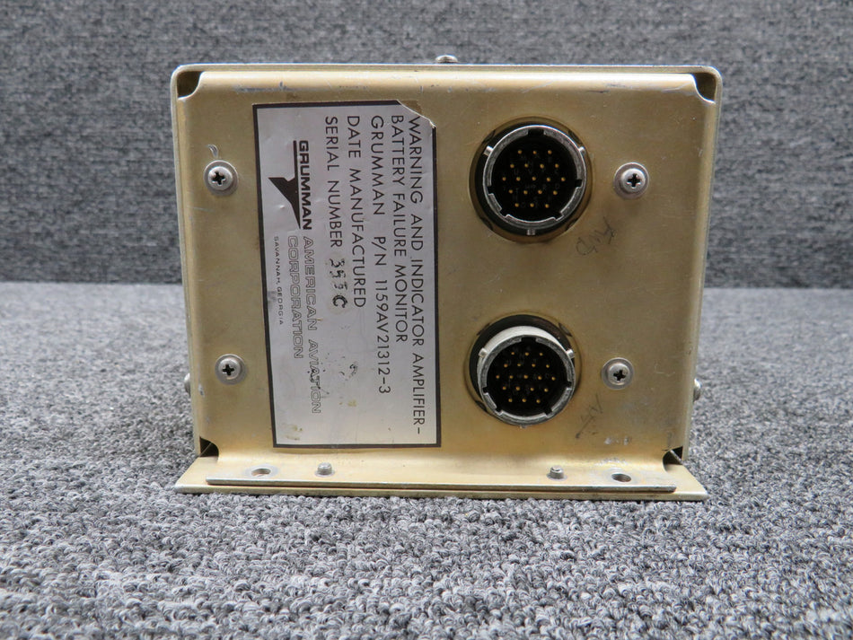 1159AV21312-3 Grumman Warning and Indicator Amplifier- Battery Failure Monitor