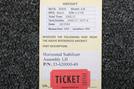 Beechcraft Parts 33-620000-49 Beechcraft A36 LH Horizontal Stabilizer Assembly