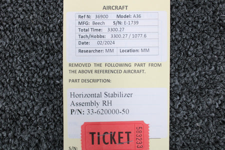 Beechcraft Parts 33-620000-50 Beechcraft A36 RH Horizontal Stabilizer Assembly