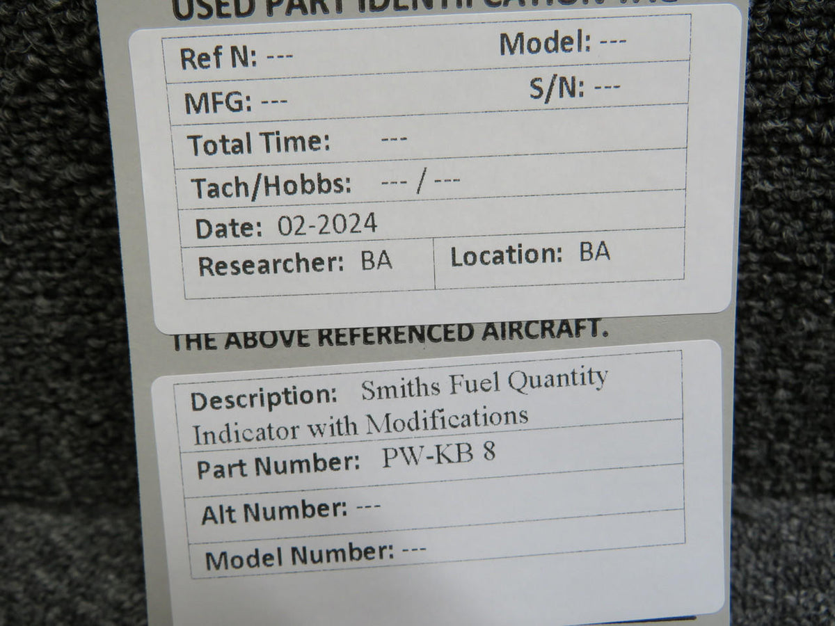 Smiths PW-KB 8 Smiths Fuel Quantity Indicator with Modifications