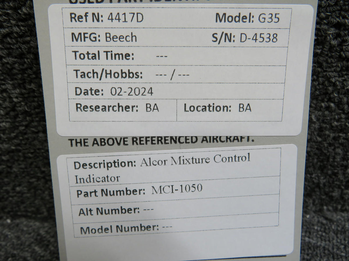 Alcor MCI-1050 Alcor Mixture Control Indicator