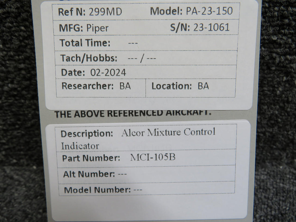 Alcor MCI-105B Alcor Mixture Control Indicator