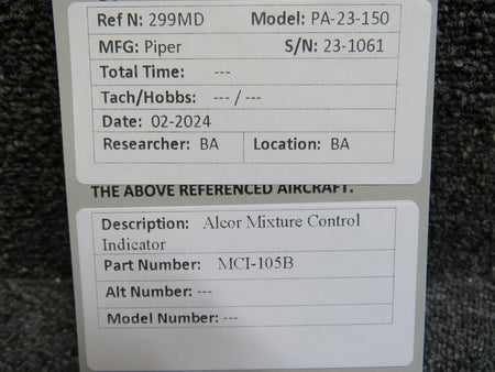 Alcor MCI-105B Alcor Mixture Control Indicator