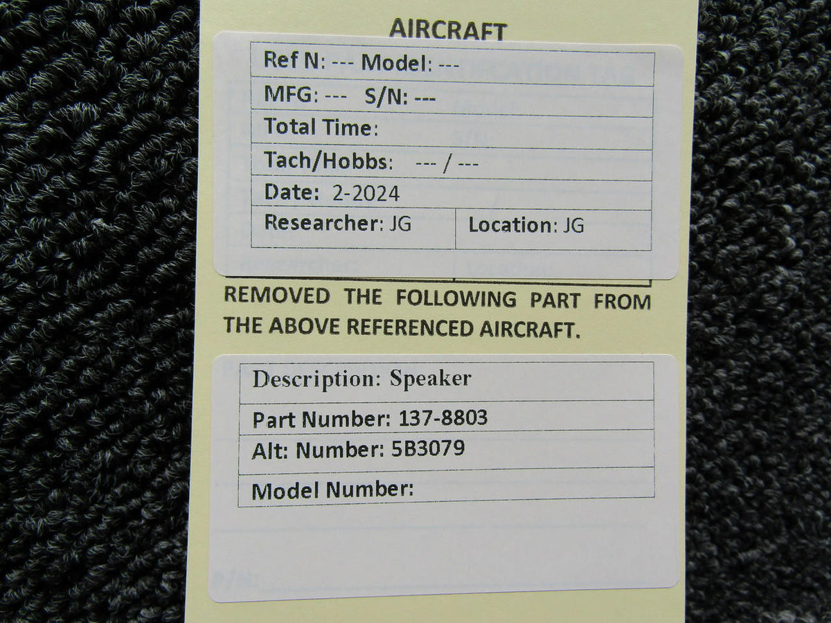 Does Not Apply 137-8803 (Alt: 5B3079) Speaker Assembly