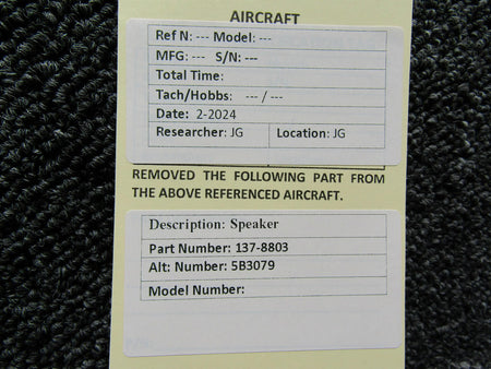 Does Not Apply 137-8803 (Alt: 5B3079) Speaker Assembly