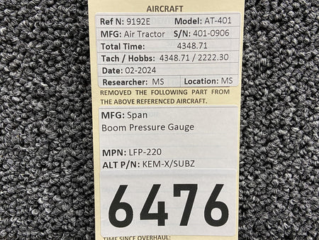 Span LFP-220 (Alt: KEM-X/SUBZ) Span Boom Pressure Gauge